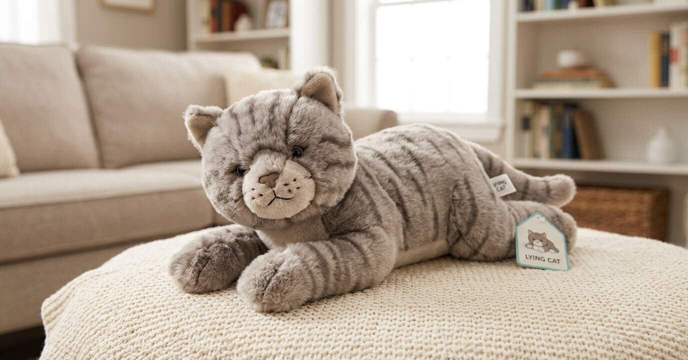 Boneka Lying Cat Boneka Kucing Lucu untuk Teman Bermain Anak